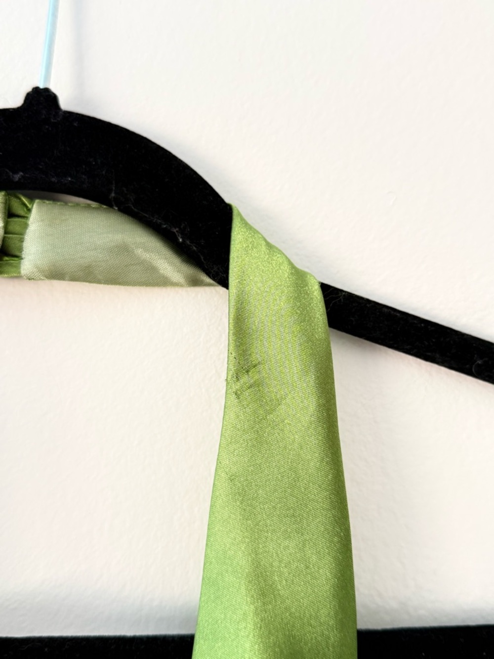 Vintage 90s Satin Slip Green Prom Dress Halter Rouched Maxi Gown Size 13/14 - Picture 10 of 17